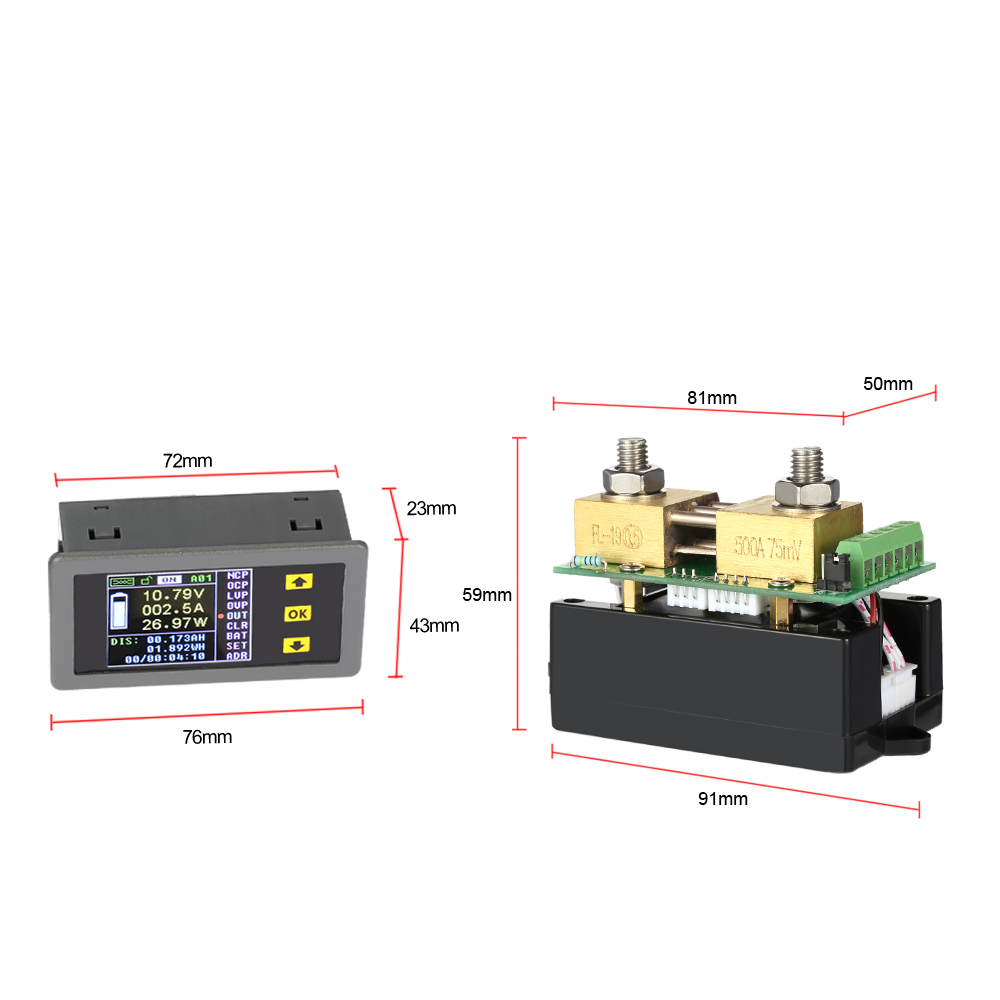 Digital Ammeter Voltmeter Coulomb Multi use Voltage Current Power Meter DC 0.01 400V 0.1 300A Digital Bi directional Counter