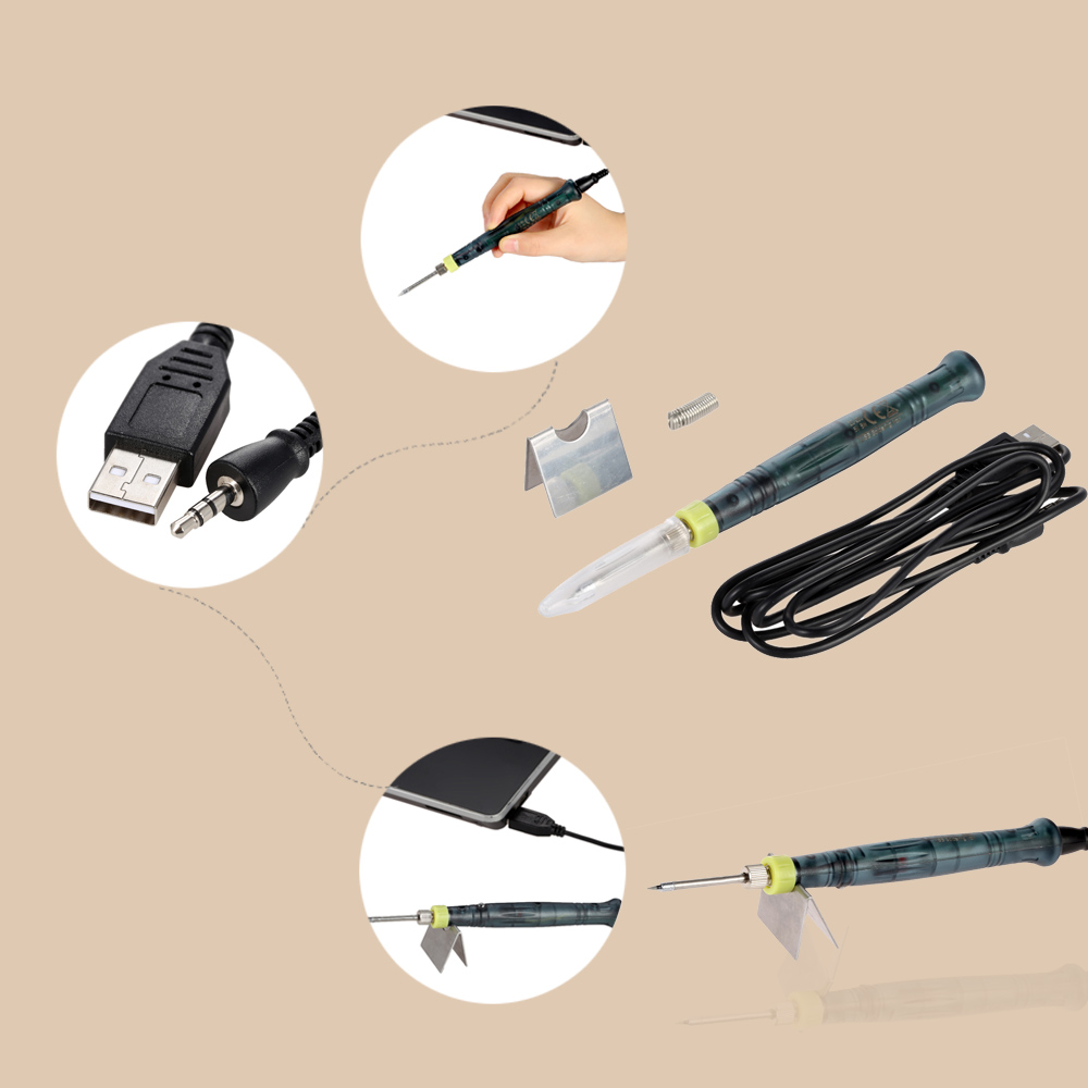 Mini USB Electric Soldering Iron Portable Soldering Gun Iron solder with LED Indicator Quality Welding Heating Tool 5V 8W