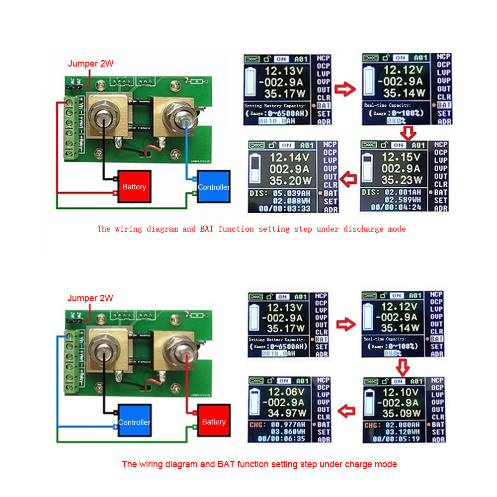 Digital Wireless Ammeter Voltmeter Wireless Bi directional Voltage Current Tester Power Meter Coulomb Counter DC 0.01 120V