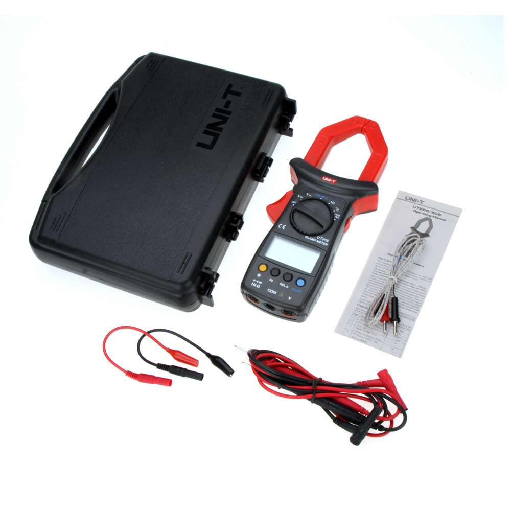 Clamp Meter Multimeters Count Auto Range DMM Digital Clamp Multimeters W Temperature Test UNI T UT206 3999