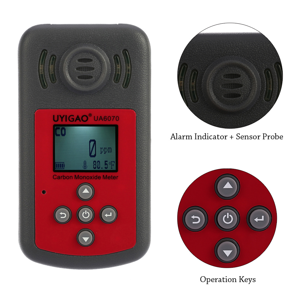 UYIGAO High Precision CO Meter Tester Handheld Carbon Monoxide gas detector Monitor with LCD Display Sound Light Alarm 0 2000ppm