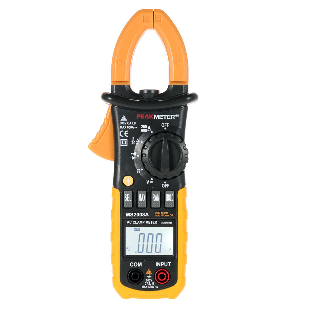 PEAKMETER MS2008A Digital AC Clamp Meter Multimeter the AC Current Tongs 2000 Counts Electronic Diagnostic tool w Back light