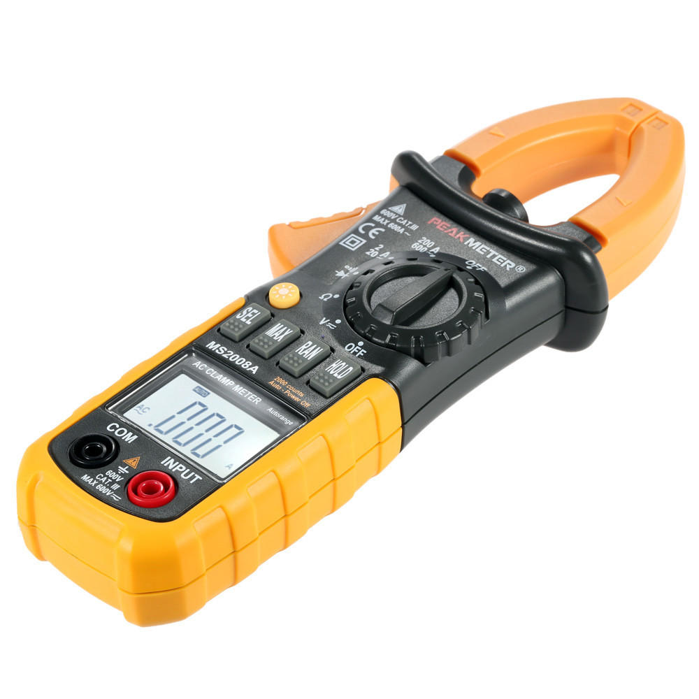 PEAKMETER MS2008A Digital AC Clamp Meter Multimeter the AC Current Tongs 2000 Counts Electronic Diagnostic tool w Back light
