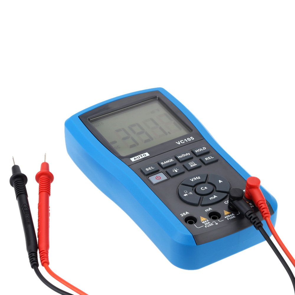 VC105 LCD Water Resistant Digital Multimeter Voltmeter Ammeter DC AC Auto Range Voltage Current Resistance Diode Testing Meter