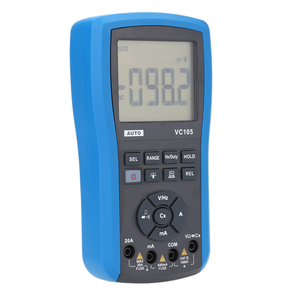 VC105 LCD Water Resistant Digital Multimeter Voltmeter Ammeter DC AC Auto Range Voltage Current Resistance Diode Testing Meter