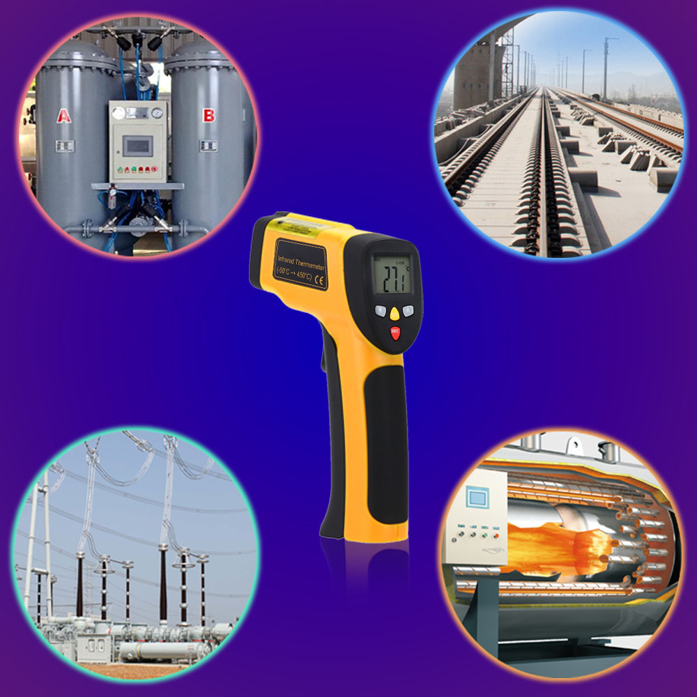High Precision Non contact IR Digital Infrared Thermometer Temperature Tester Pyrometer Range 55C~450C( 58~842F)