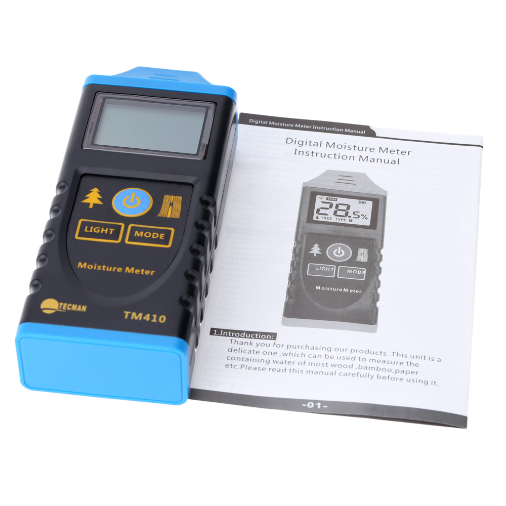 KKMOOM TM410 Professional Digital Wood Moisture Meter LCD Backlight Display Hygrometer Test Probe Humidity Tester