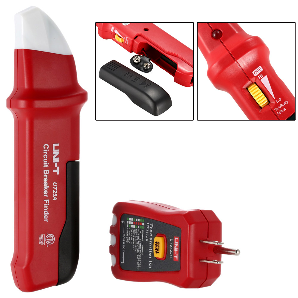 UNI T UT25A Professional Automatic Circuit Breaker Finder Socket Tester Electrician Diagnostic tool with LED Indicator