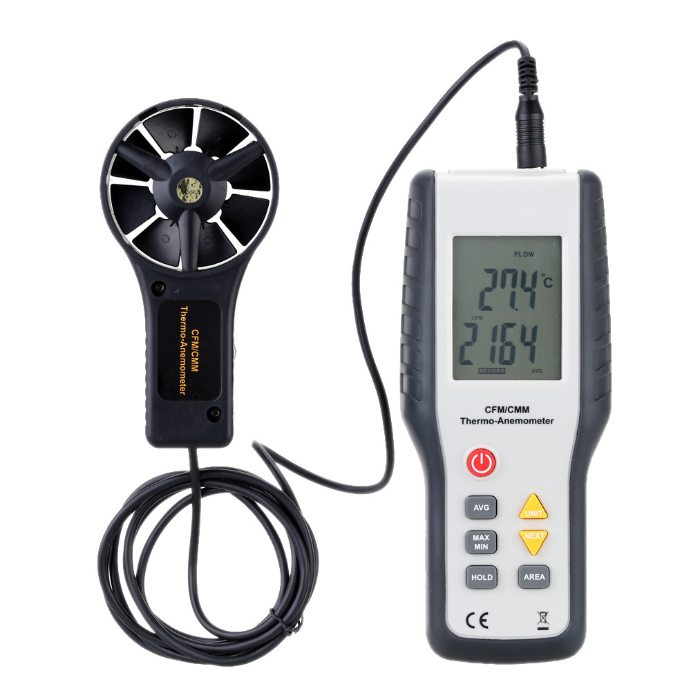 High Sensitive Anemometer LCD CFM CMM Display Wind Speed Anemograph Thermal Thermo Anemometer Infrared Thermometer Measurement