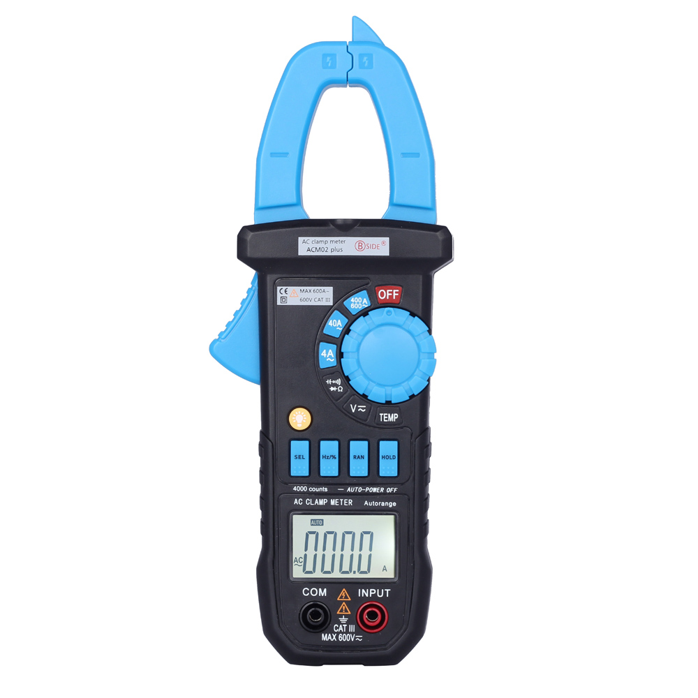 Digital LCD Clamp Meter Multimeter DC AC Voltage AC Current Resistance Capacitance Continuity Diode Tester Auto Manual Range