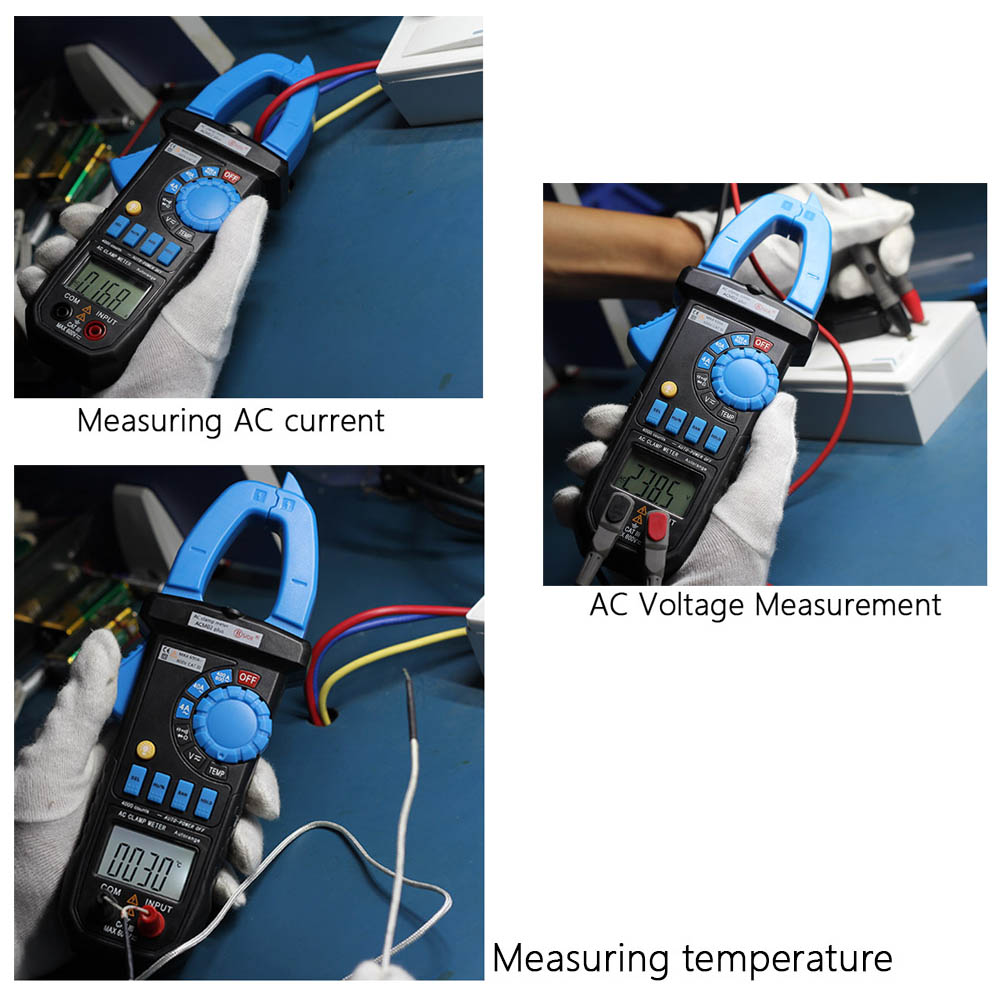 Digital LCD Clamp Meter Multimeter DC AC Voltage AC Current Resistance Capacitance Continuity Diode Tester Auto Manual Range