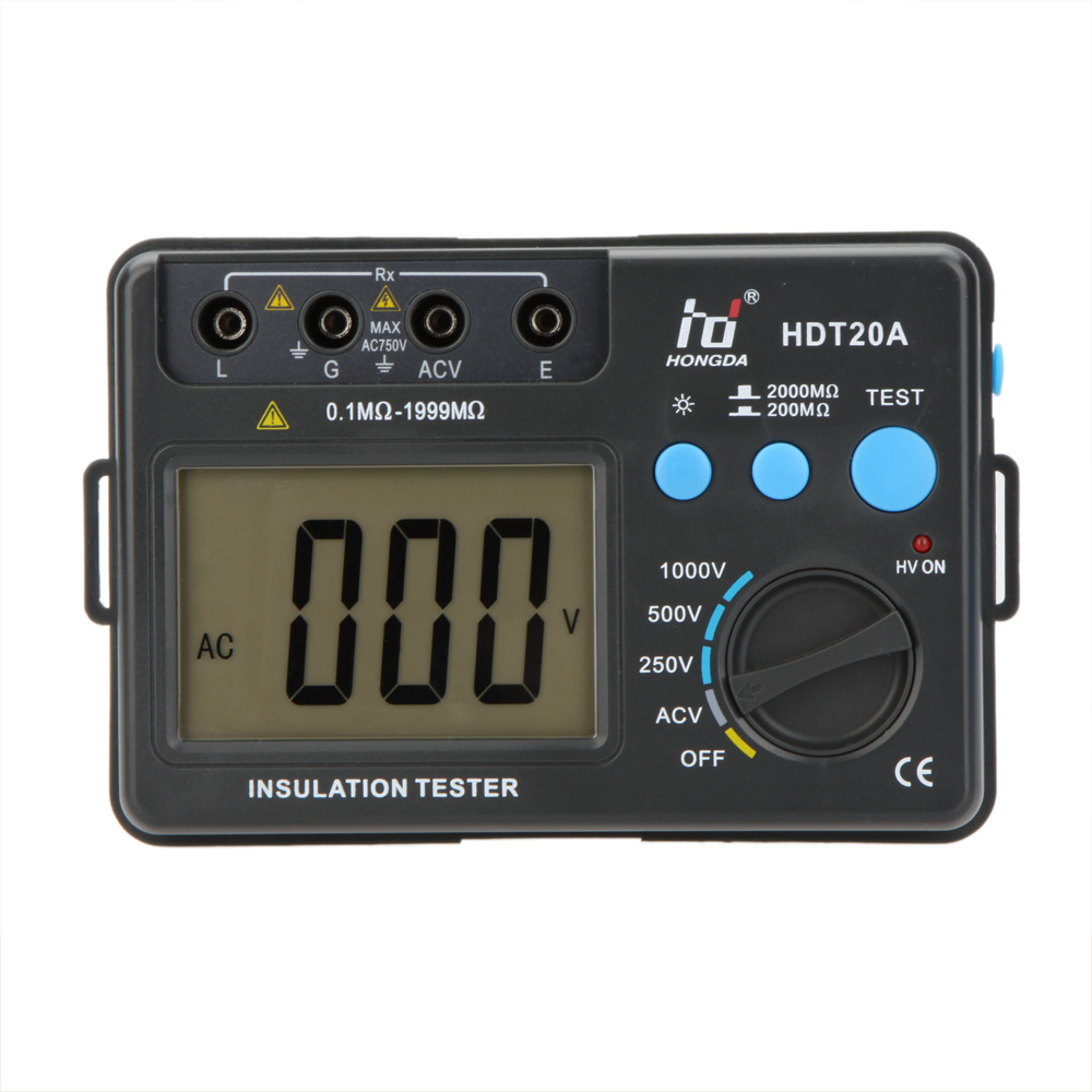 HD HDT20A Insulation Resistance Tester Meter Megohmmeter Voltmeter electronic diagnostic tool esr meter 1000V w LCD Backlight