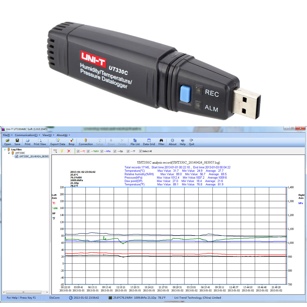 USB Data Logger Temperature Humidity Atmospheric Pressure Data Recording Meter High precision Thermometer Hygrometer Barometer