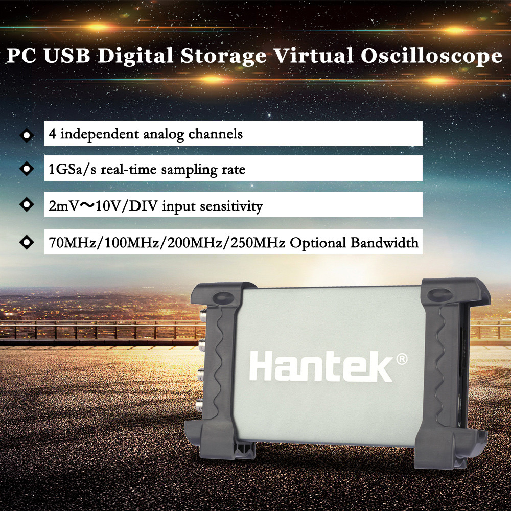 Hantek 6104BC Professional PC USB Digital Storage Virtual Oscilloscope 70MHz 100MHz 4 Independent Analog Channels 1GSa s