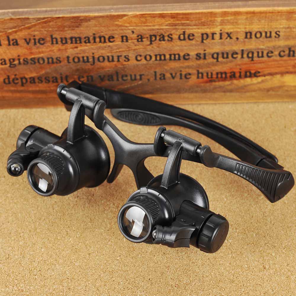 10X 15X 20X 25X Portable Eyewear Magnifier Magnifying Glass with LED Light Folding Watch Repair Glasses Loupe Optical Instrument