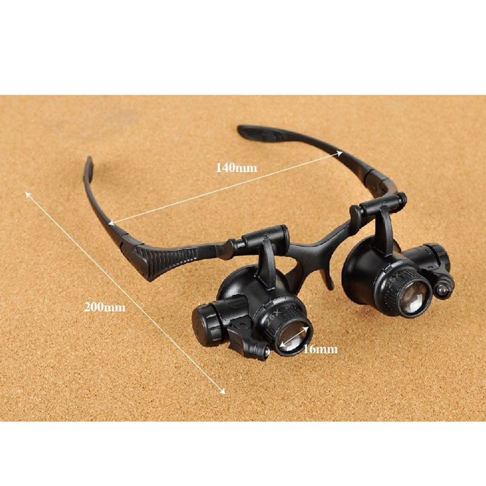 10X 15X 20X 25X Portable Eyewear Magnifier Magnifying Glass with LED Light Folding Watch Repair Glasses Loupe Optical Instrument