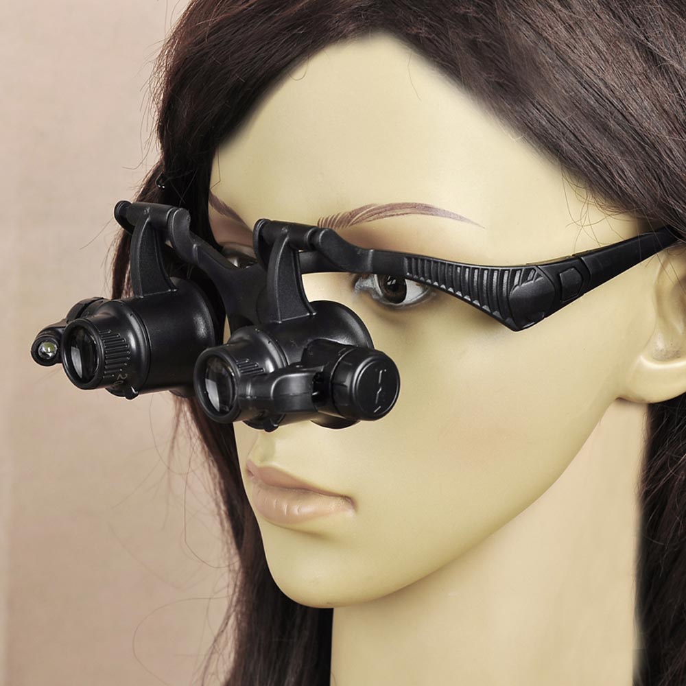 10X 15X 20X 25X Portable Eyewear Magnifier Magnifying Glass with LED Light Folding Watch Repair Glasses Loupe Optical Instrument