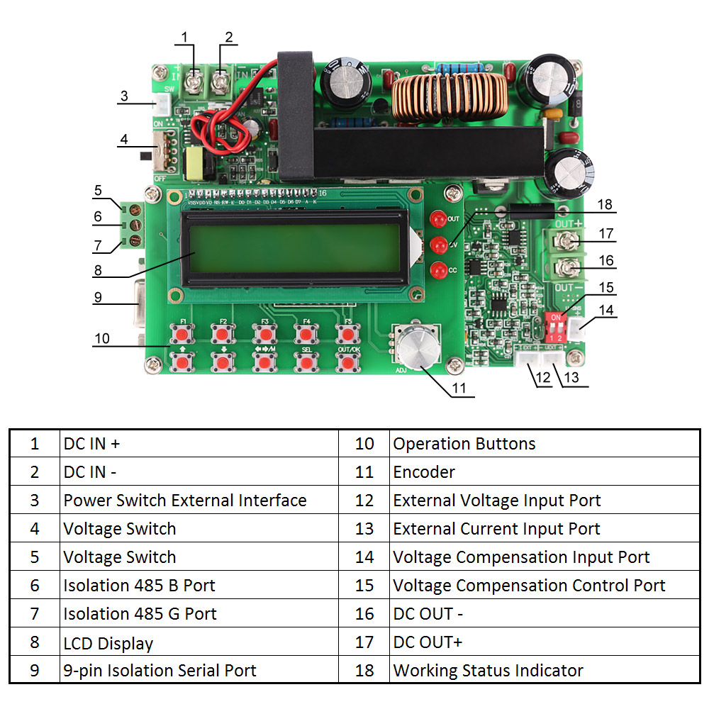 Digital DC DC Converter Adjustable Step down Power Supply Module 900W Programmable CC CV LCD Display TTL 15 80V to 0 60V 15A