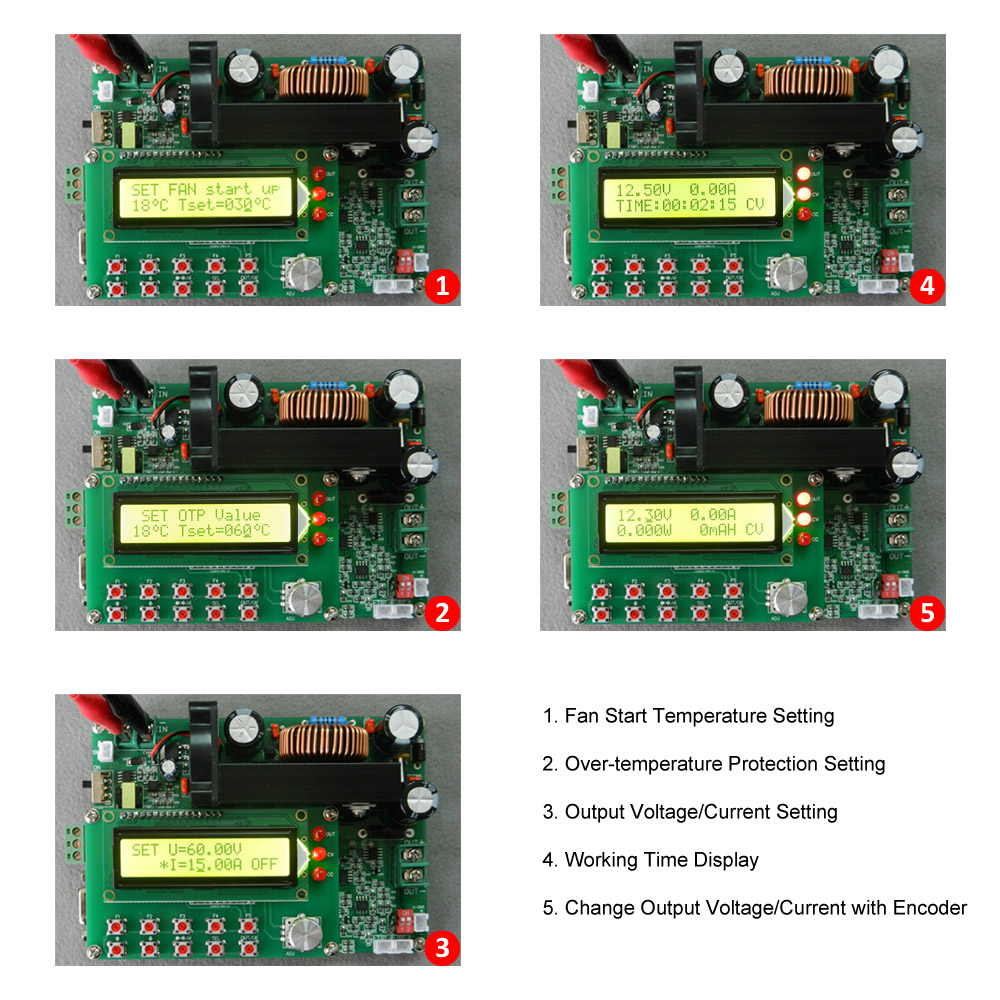 Digital DC DC Converter Adjustable Step down Power Supply Module 900W Programmable CC CV LCD Display TTL 15 80V to 0 60V 15A