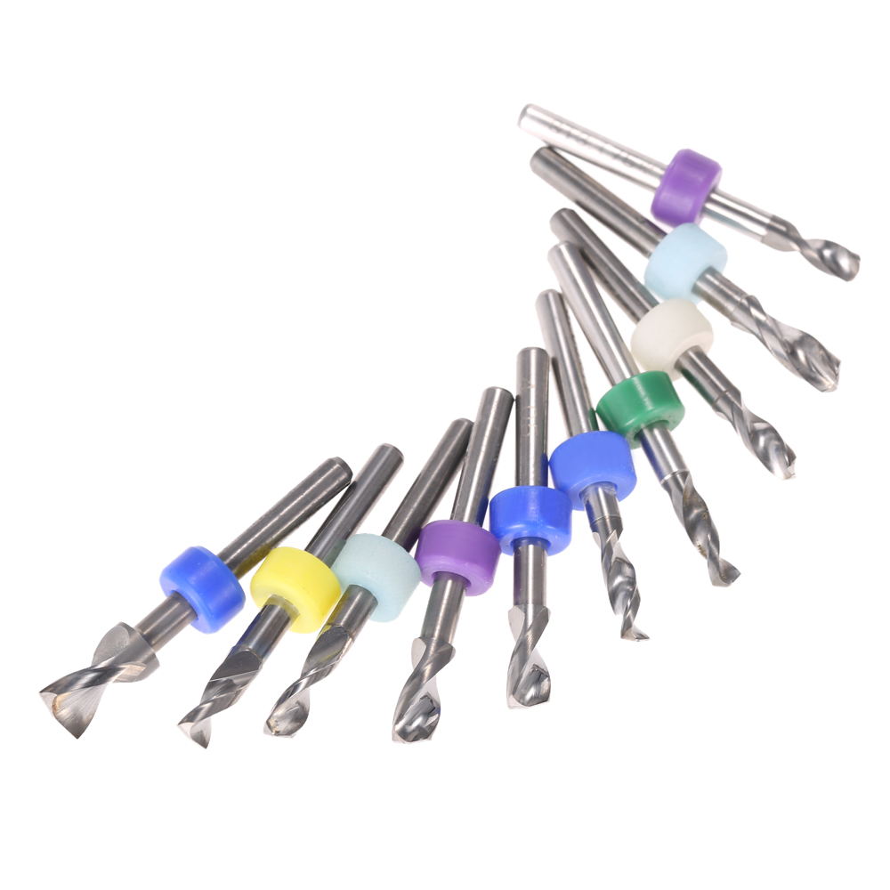 10pcs Micro Mini Twist Drill Bits Set PCB Print Circuit Board Tungsten Carbide Engraving Tool for PCB Circuit Board 0.3 1.2mm