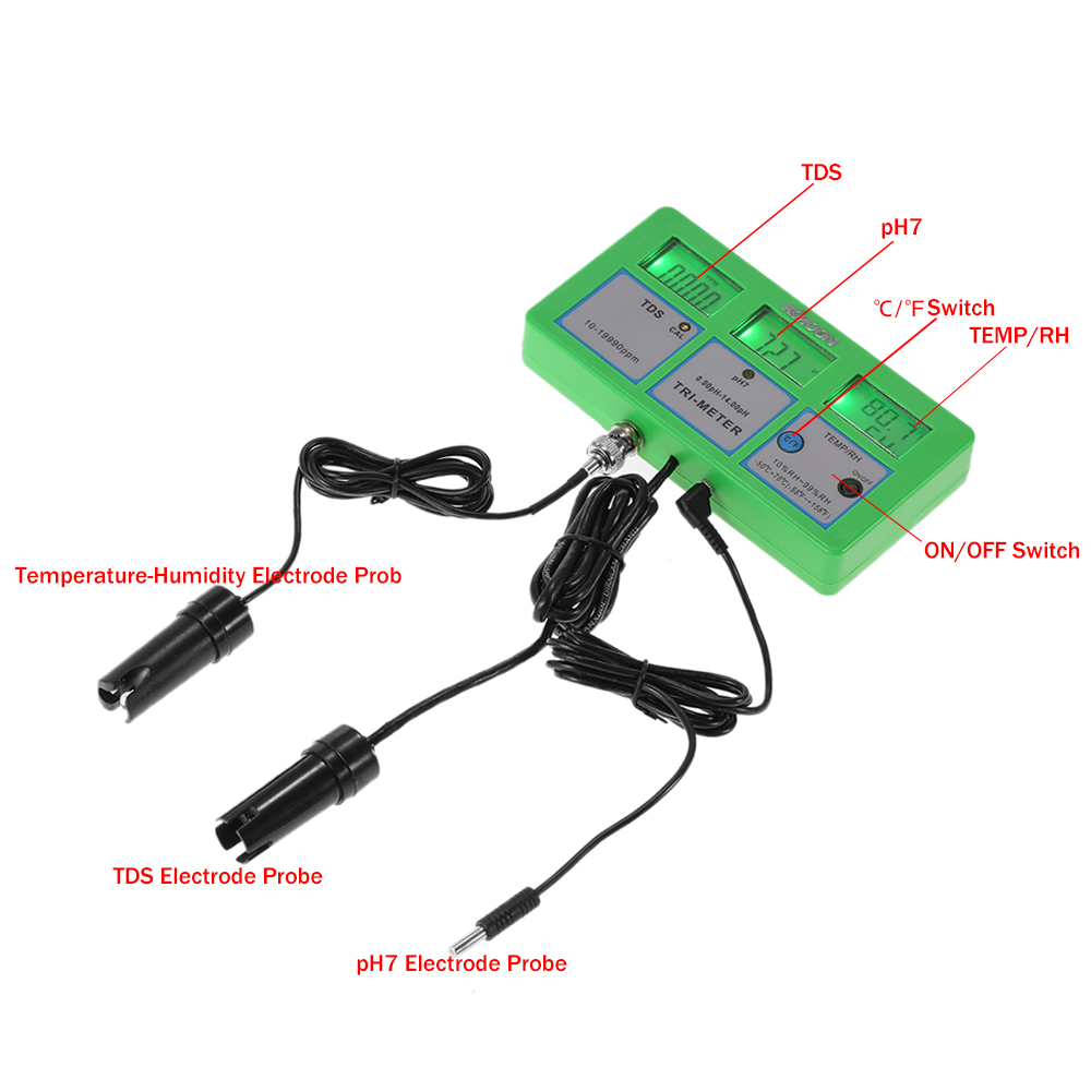 4 in 1 Multi parameter Water Testing Meter Digital LCD Multi function Monitor pH RH EC(TDS) TEMP Water Quality Tester