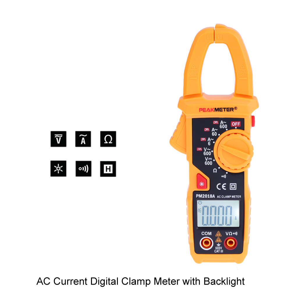 PEAKMETER PM2018A Digital Clamp Meter Handheld LCD Multimeter AC DC Voltage diagnostic tool Current tongs Resistance Continuity