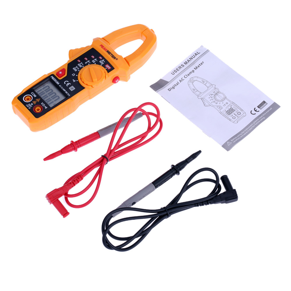 PEAKMETER PM2018A Digital Clamp Meter Handheld LCD Multimeter AC DC Voltage diagnostic tool Current tongs Resistance Continuity
