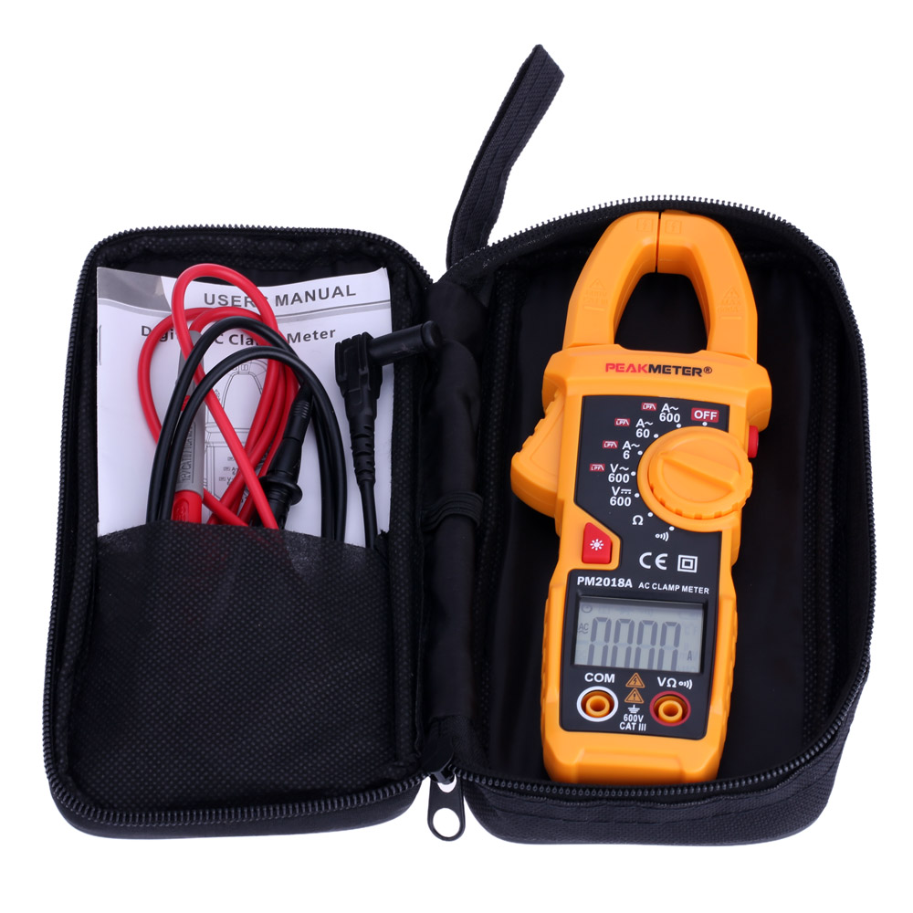 PEAKMETER PM2018A Digital Clamp Meter Handheld LCD Multimeter AC DC Voltage diagnostic tool Current tongs Resistance Continuity