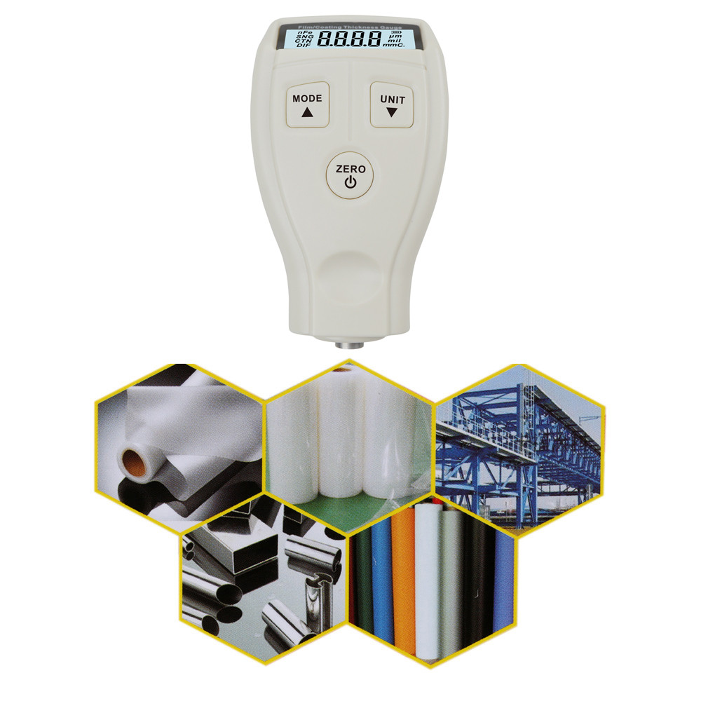 Digital Film Coating Thickness Gauge Feeler Gauge with LCD Backlight Paint Electroplated Coating Measurement Range 0~1800
