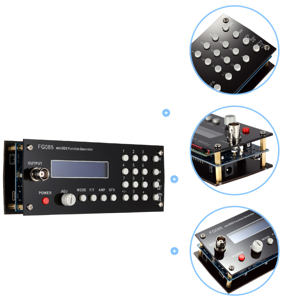 DDS Digital Function Signal Generator Frequency Generator Finished Product with Panel Power Sine Square Sawtooth Triangle Wave