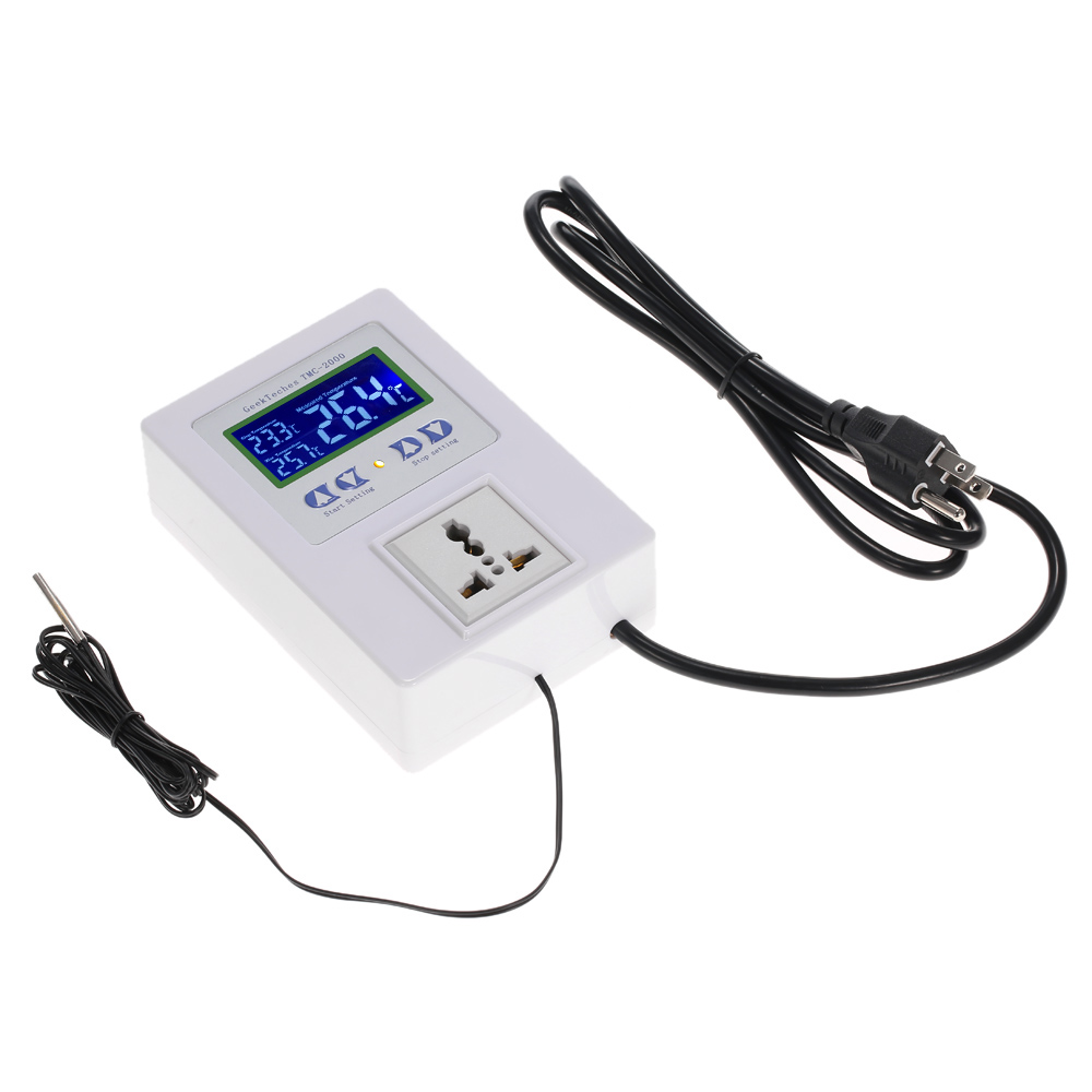 Digital Intelligent Pre wired Temperature Controller Outlet with Sensor Thermostat Heating Cooling Control AC110 240V 10A LCD