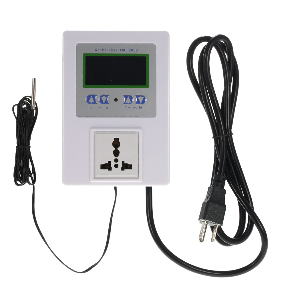 Digital Intelligent Pre wired Temperature Controller Outlet with Sensor Thermostat Heating Cooling Control AC110 240V 10A LCD