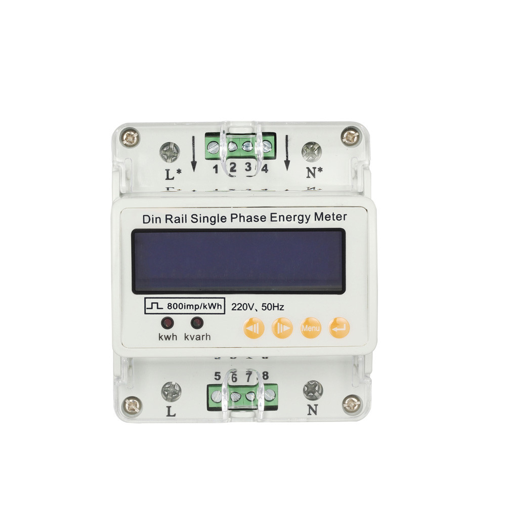 LCD Din Rail Single Phase Power Meter Electricity Energy Meter 50 60Hz Current Voltage Watt Meter Din rail Kilowatt Hour Tester