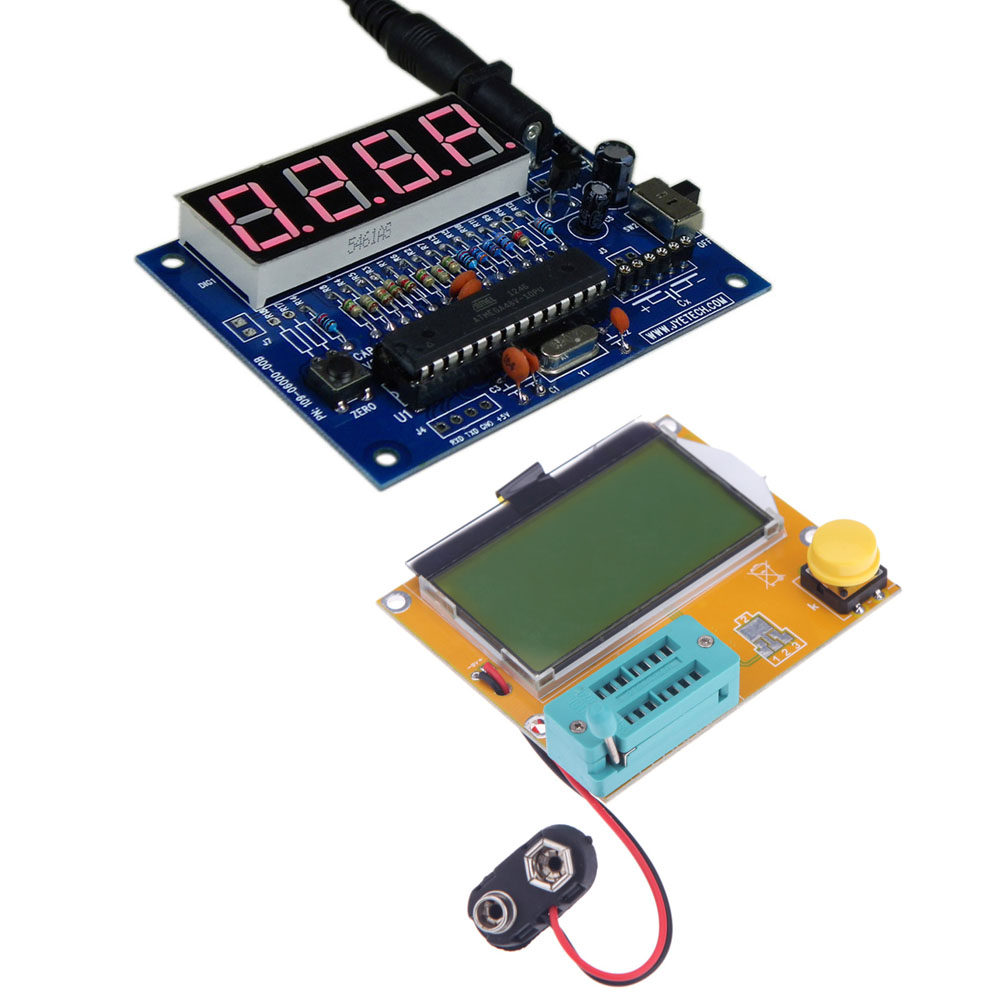 Digital Capacitance Meter DIY Kit 1pF 500uF+LCD ESR Meter LCR led Transistor Tester Diode Triode Capacitance MOS PNP NPN