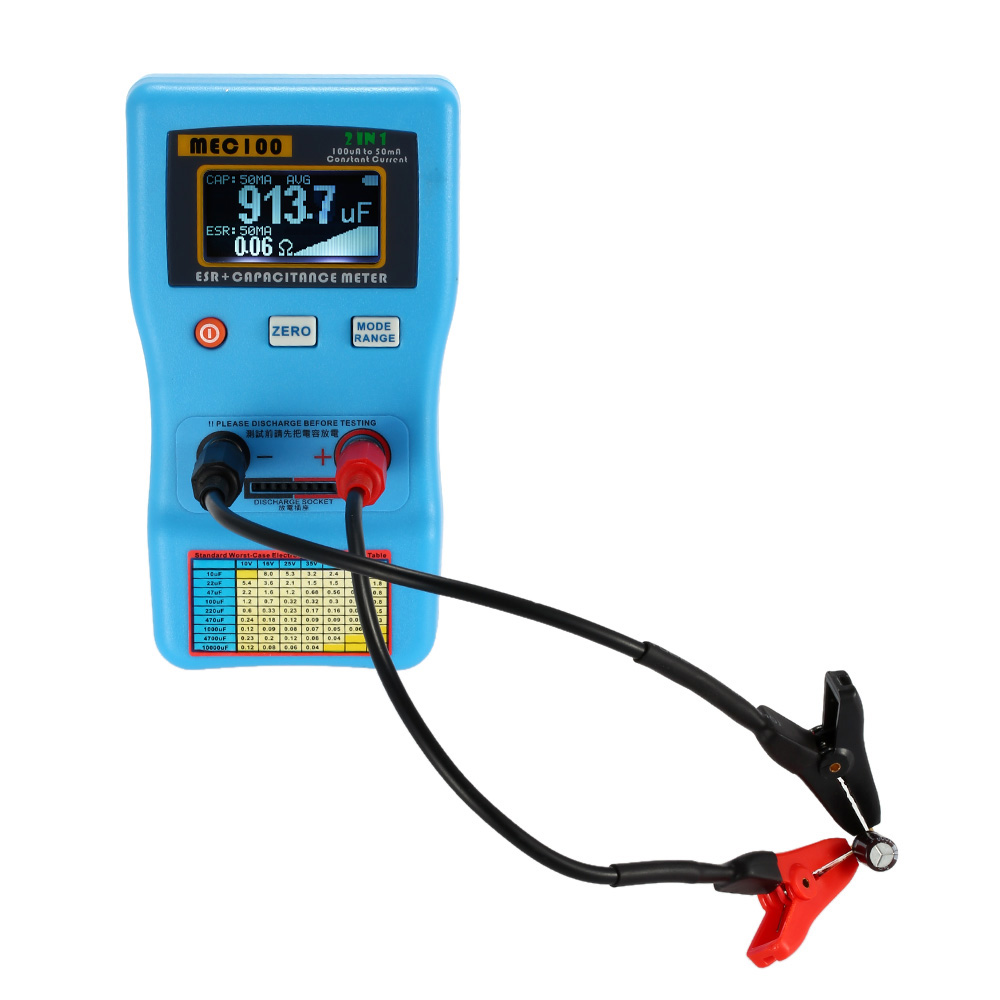 2 in 1 Digital Auto ranging Capacitor ESR Meter Quality Capacitance Tester Internal Resistance Measurement with SMD Test Clips