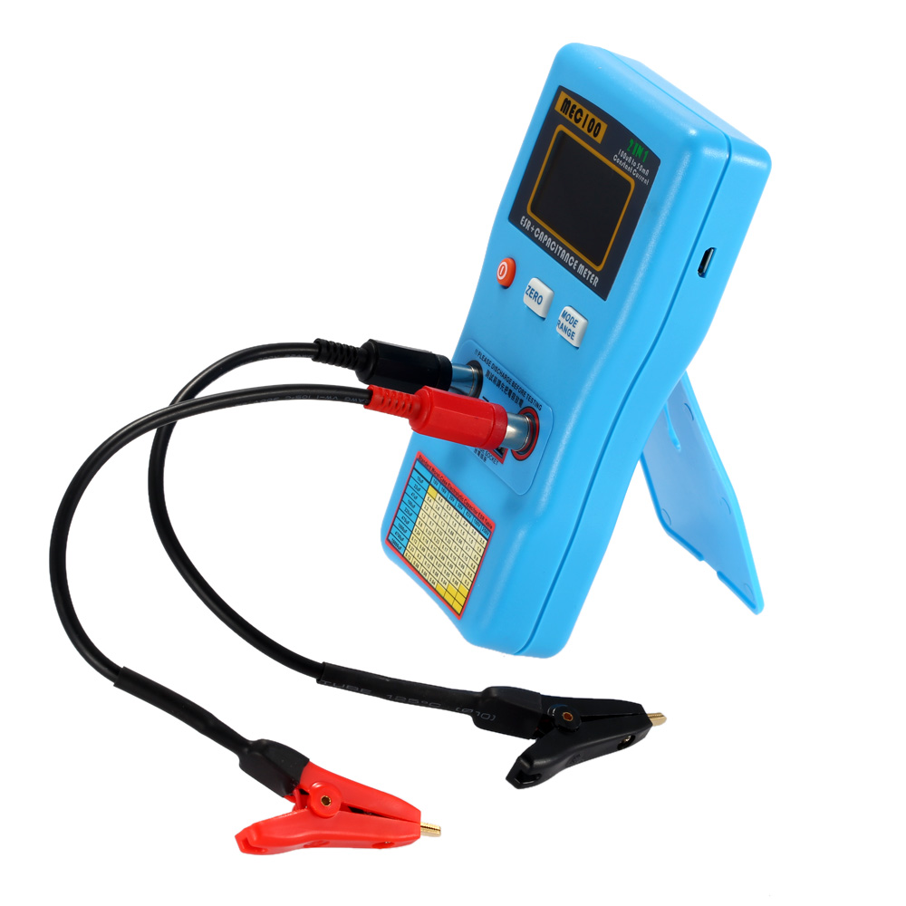 2 in 1 Digital Auto ranging Capacitor ESR Meter Quality Capacitance Tester Internal Resistance Measurement with SMD Test Clips