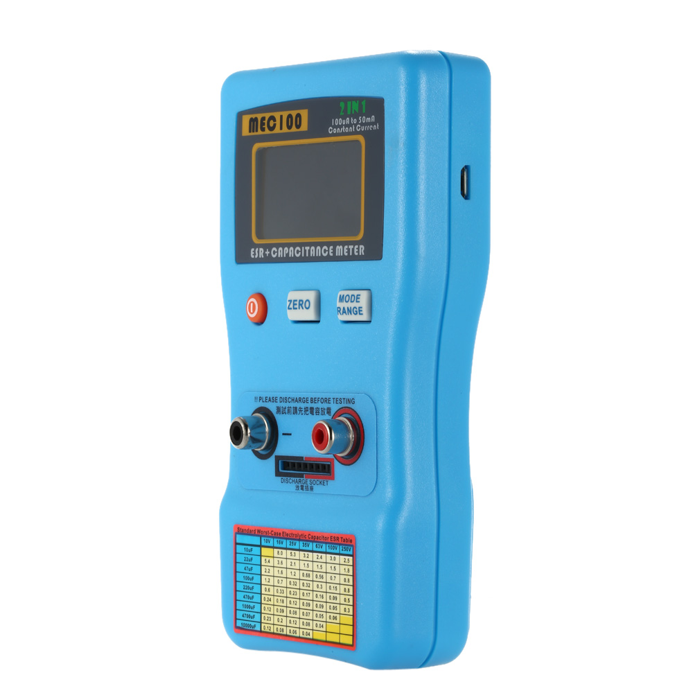 2 in 1 Digital Auto ranging Capacitor ESR Meter Quality Capacitance Tester Internal Resistance Measurement with SMD Test Clips