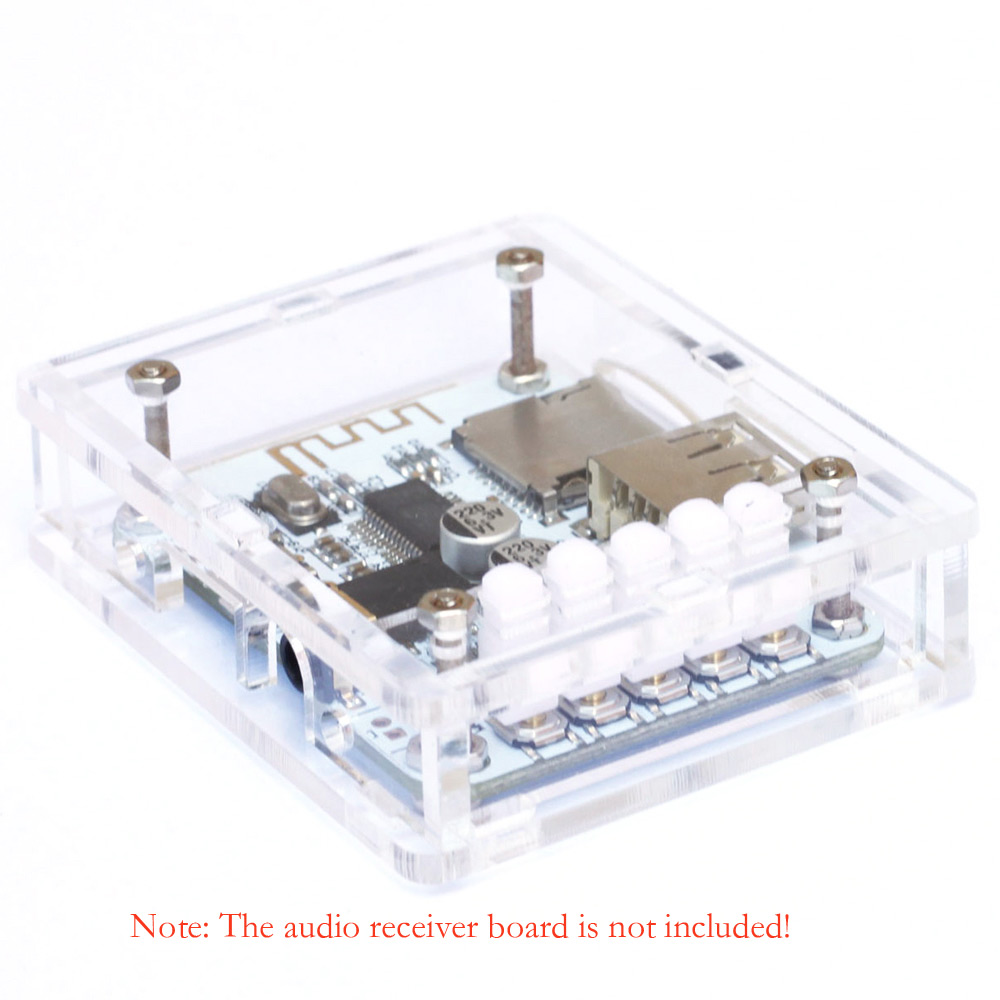 USB 5V Bluetooth 2.1 Audio Receiver Board Stereo Music Module with TF Card Slot + Acrylic DIY Case Kit Cover