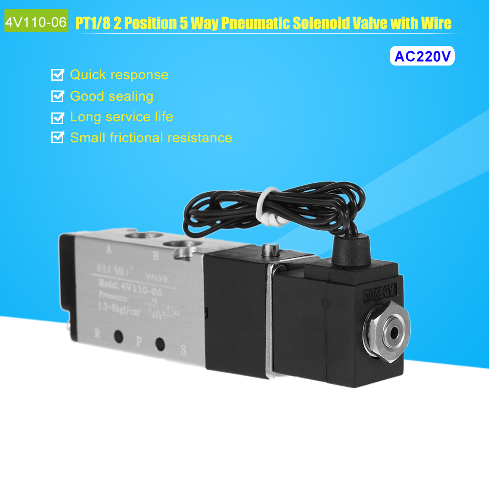 Pneumatic Airtac T1 8 2 Position 5 Way Electromagnetic Air Solenoid Valves AirTAC Pneumatic Control Valve AC 12v 24v 220v