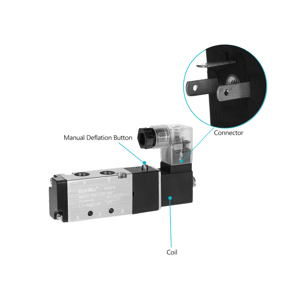 Pneumatic Airtac T1 8 2 Position 5 Way Electromagnetic Air Solenoid Valves AirTAC Pneumatic Control Valve AC 12v 24v 220v