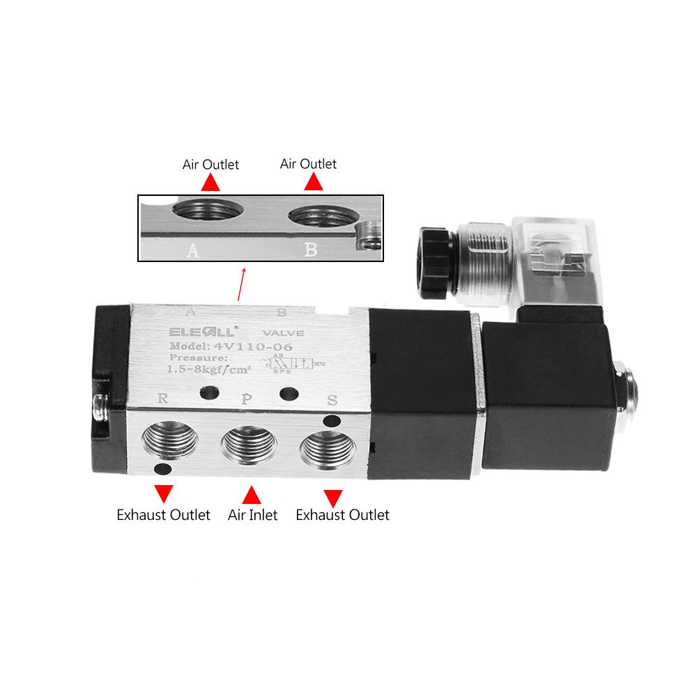 Pneumatic Airtac T1 8 2 Position 5 Way Electromagnetic Air Solenoid Valves AirTAC Pneumatic Control Valve AC 12v 24v 220v