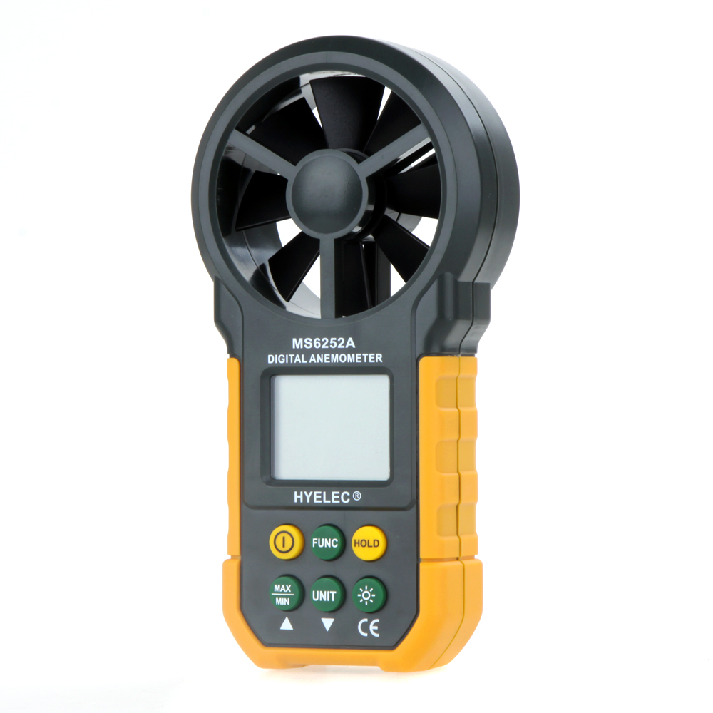 HYELEC Multifunction Digital Anemometer Digital tachometer LCD and Backlight Air Volume Meter Professional Wind Speed Anemometer