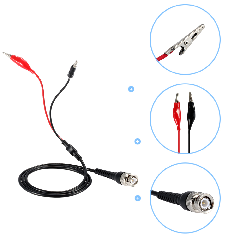 2Pcs Test Lead BNC to Dual Alligator Clip Test Leads Probe Coaxial Cable P1011 Oscilloscope Measurement Accessories