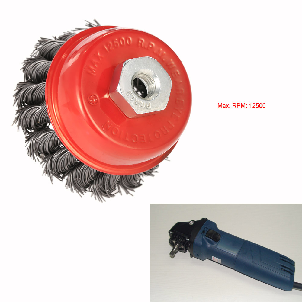 75mm 3 Steel Wire Wheel Knotted Cup Brush Rotary Steel Wire Brush Crimp Cup Wheel For Angle Grinder