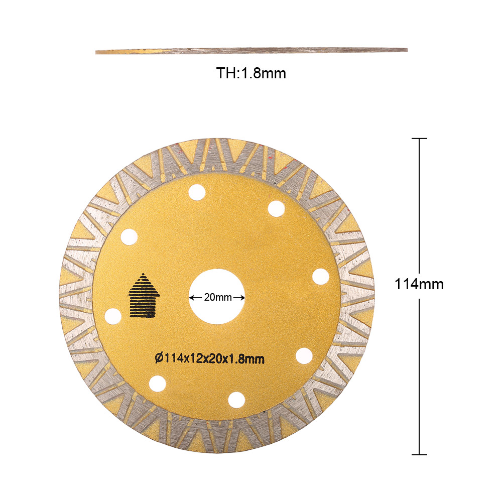 Diamond Saw Blade Angle Grinder Rotary Saw Blades Cutting Discs Mandrel Cutoff Cutter 114x1.8x20mm 5A Dry Cutting Segmented