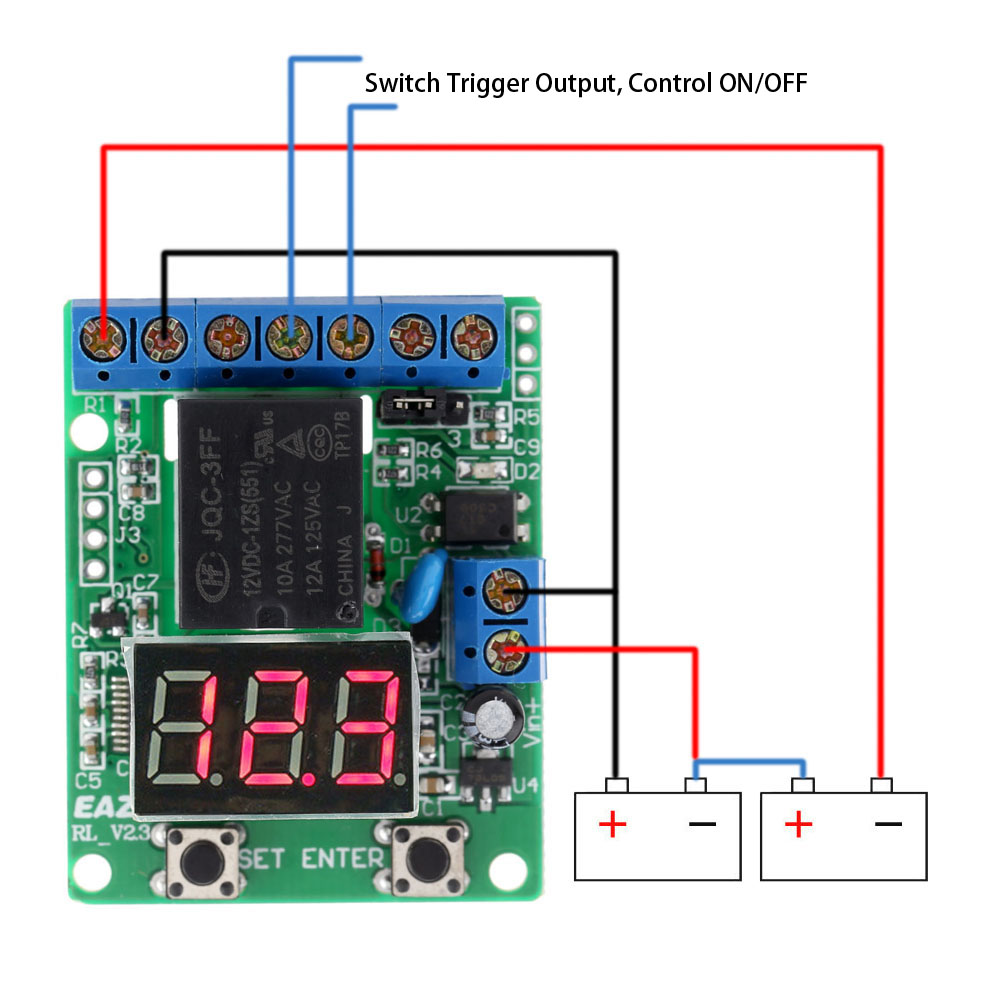 DC 12V Relay Module Voltage Detection Charging Discharge Monitor Test Relay Switch Control Board Module