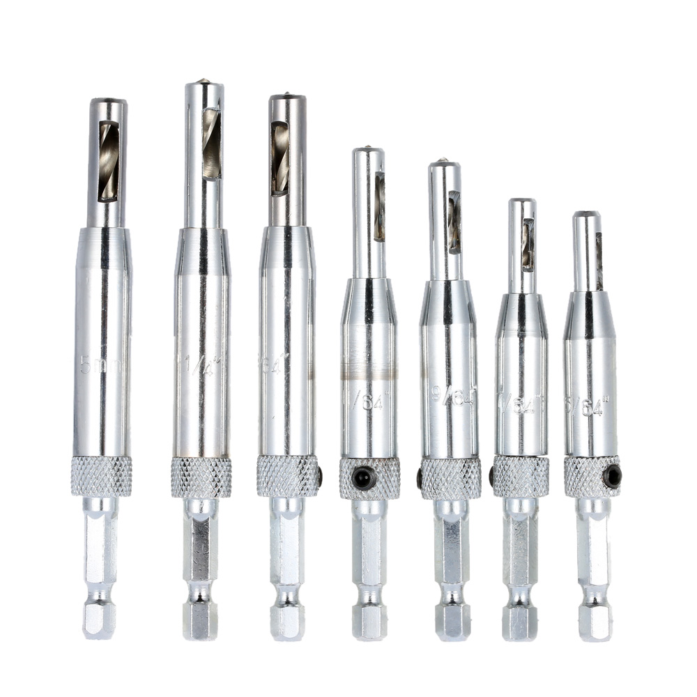 7pcsfuradeira power tools Core Drill Bit Set Hole Puncher Hinge Tapper for Doors Self Centering Woodworking Tools milling cutter