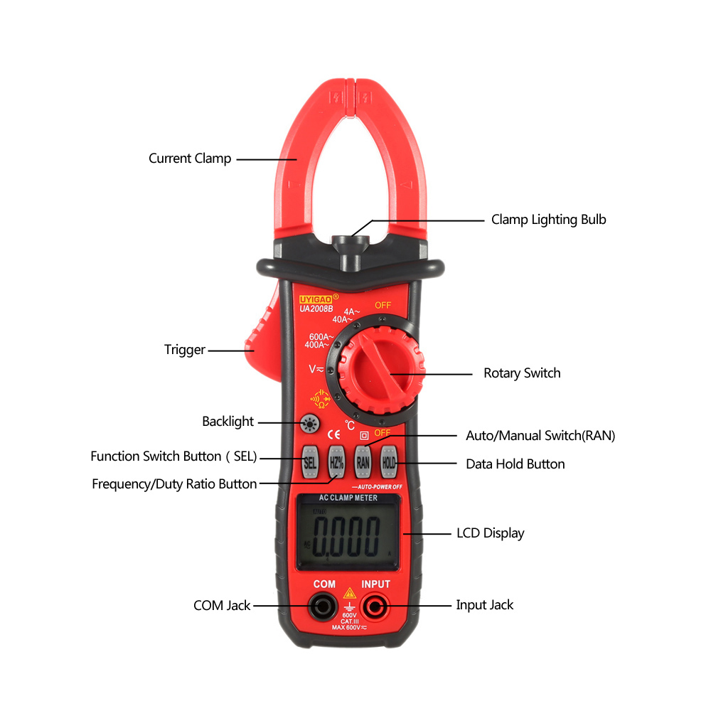 Digital Clamp Meter Diagnostic tool LCD Multimeter DC AC Voltage AC Current Resistance Temperature Frequency Duty Ratio Measurer