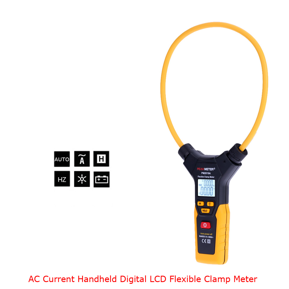 PEAKMETER LCD Multimeter Digital Flexible Clamp MeterAC Current tongs diagnostic tool pinza amperimetrica amperimetro PM2019A