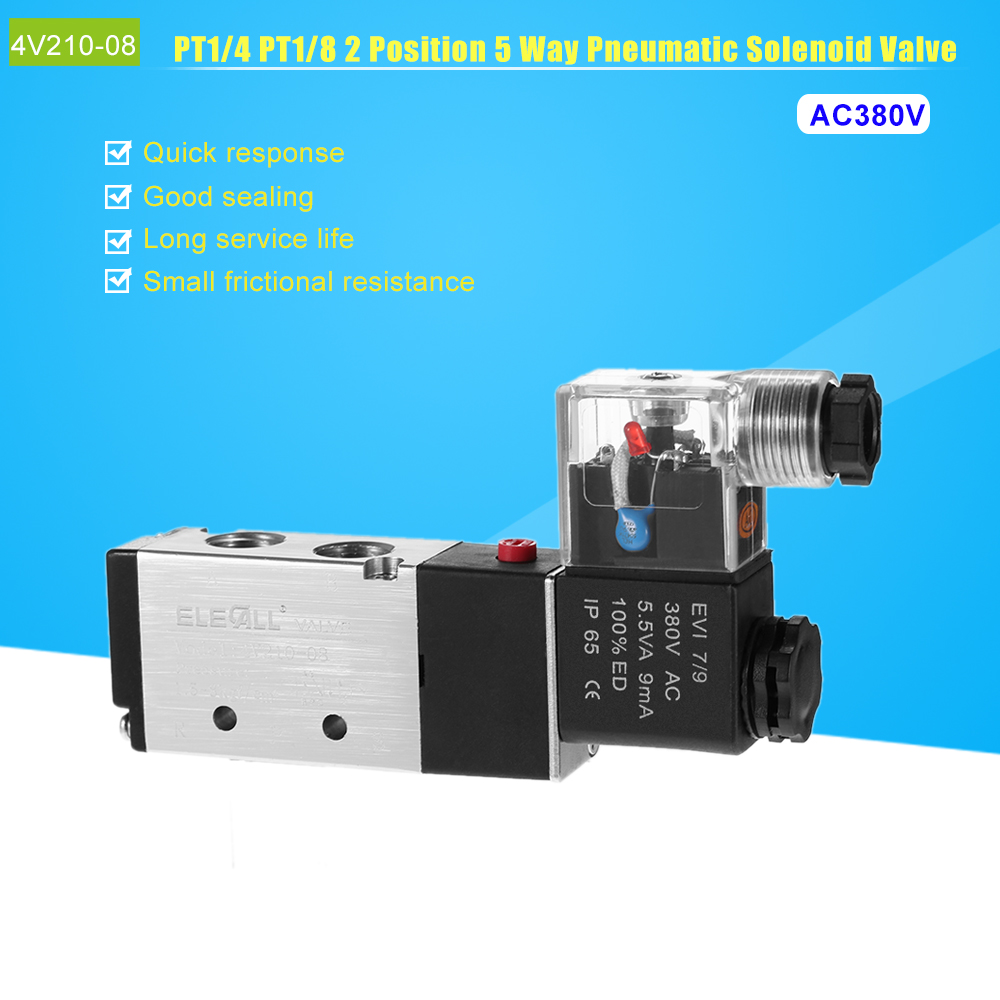 Pneumatic Airtac 1 4 PT1 8 2 Position 5 Way Electromagnetic Air Solenoid Valves Pneumatic Control Valve AC DC 12v 24v 220v 380V